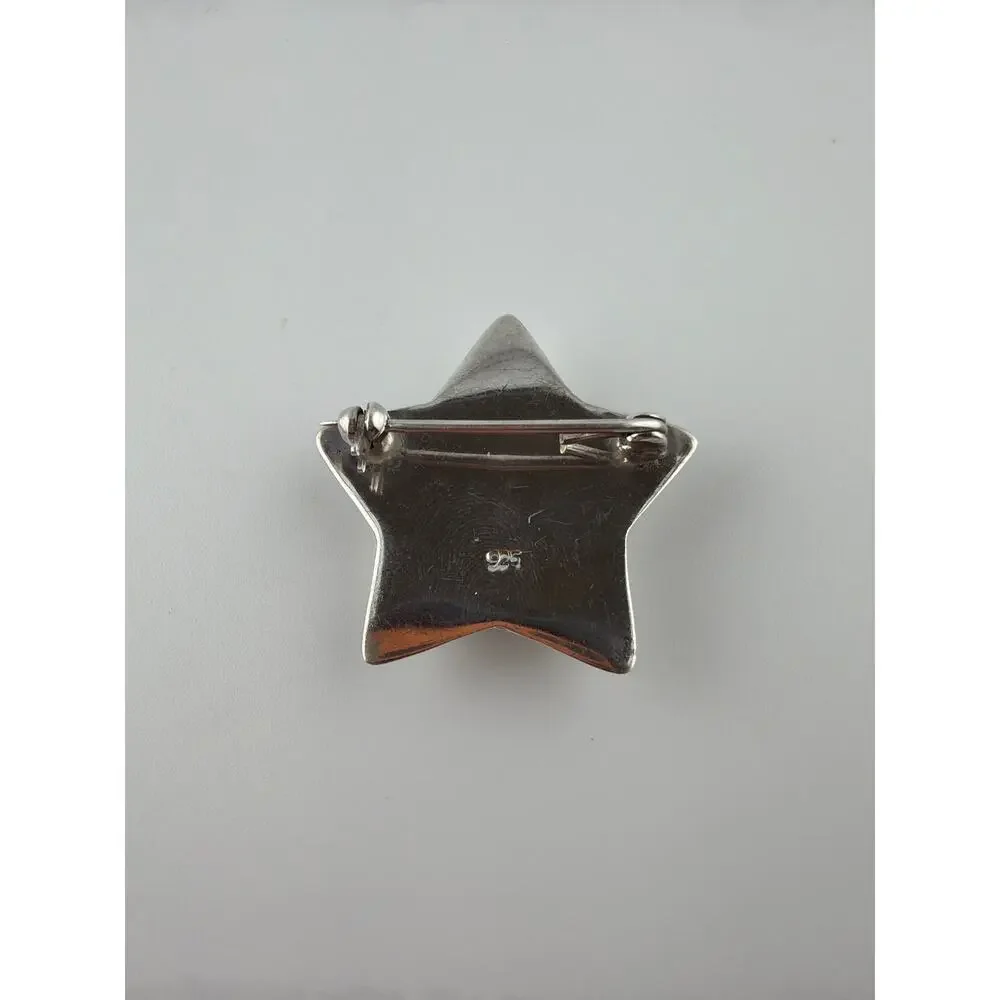 Vintage Mexican Sterling Silver Puffy Star Brooch